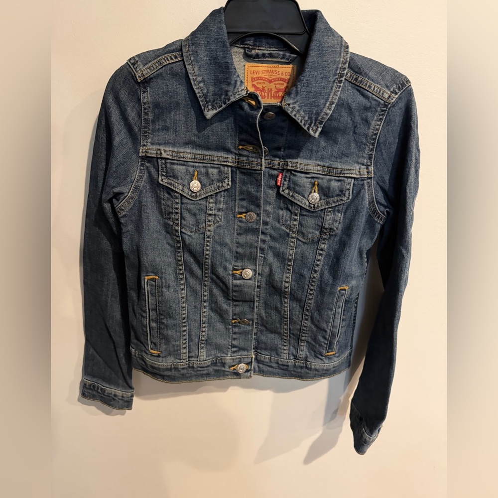 LEVI STRAUSS RED-TAB Child Blue Stretch Denim TRUCKER Jacket Size S A869